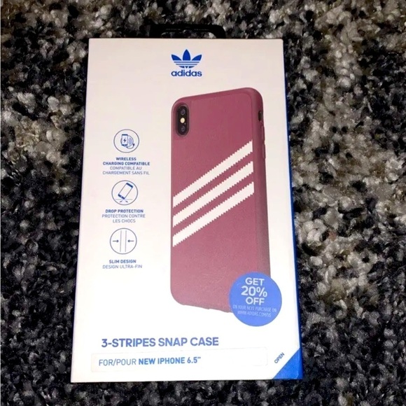 Adidas 3 Stripe IPhone Snap Case 6.5” Red Open Box Case in Excellent condition - Picture 1 of 3
